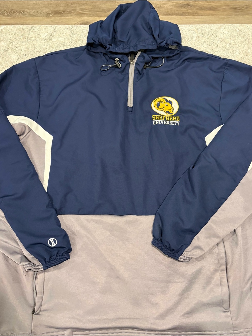 Shepherd University Holloway Men's Navy & Gray Windbreaker Rain Jacket Hoodie-XL